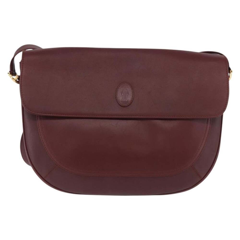 Cartier Leather Must Line Shoulder Bag Bordeaux Gold